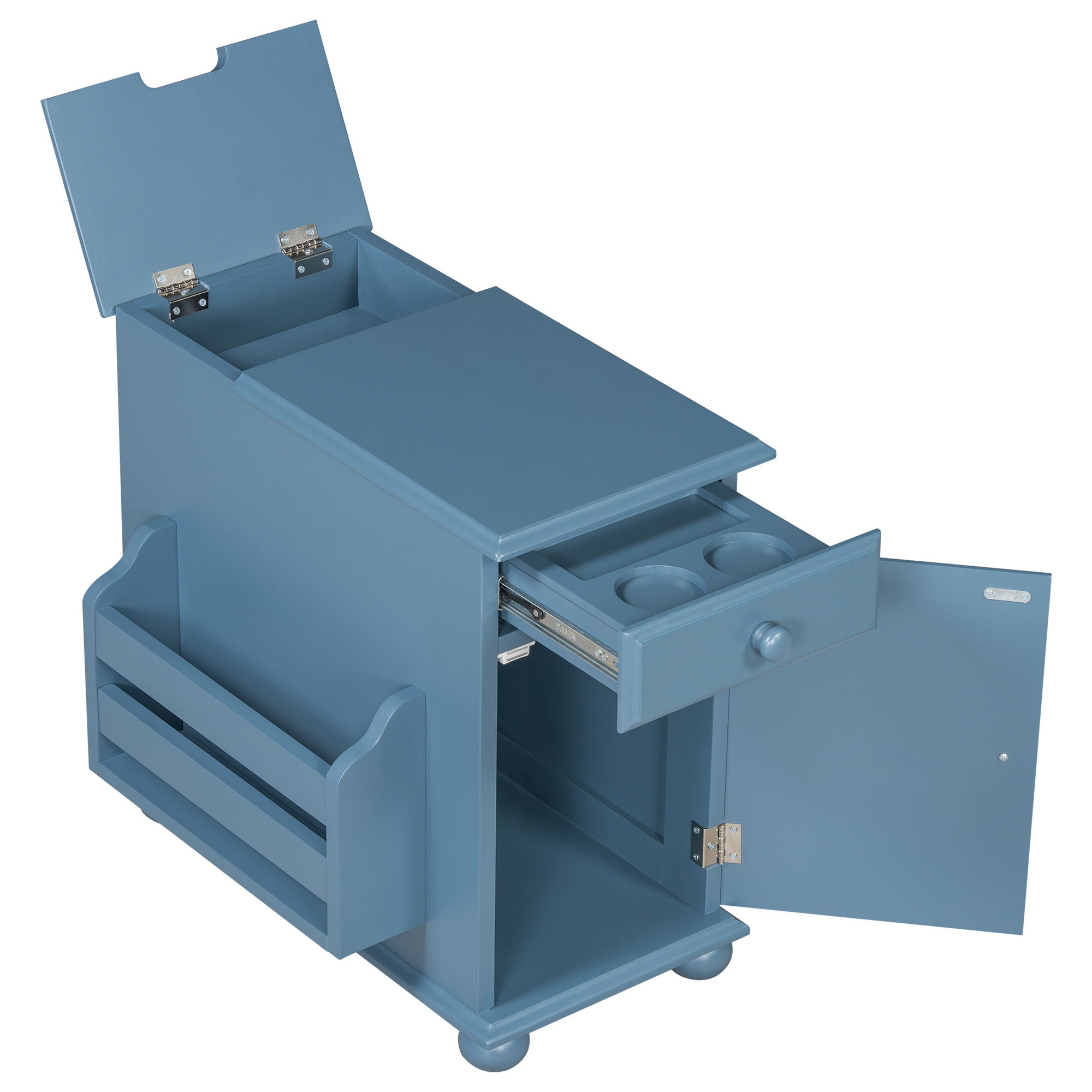 Vintage Flip Top Side Table With USB Ports