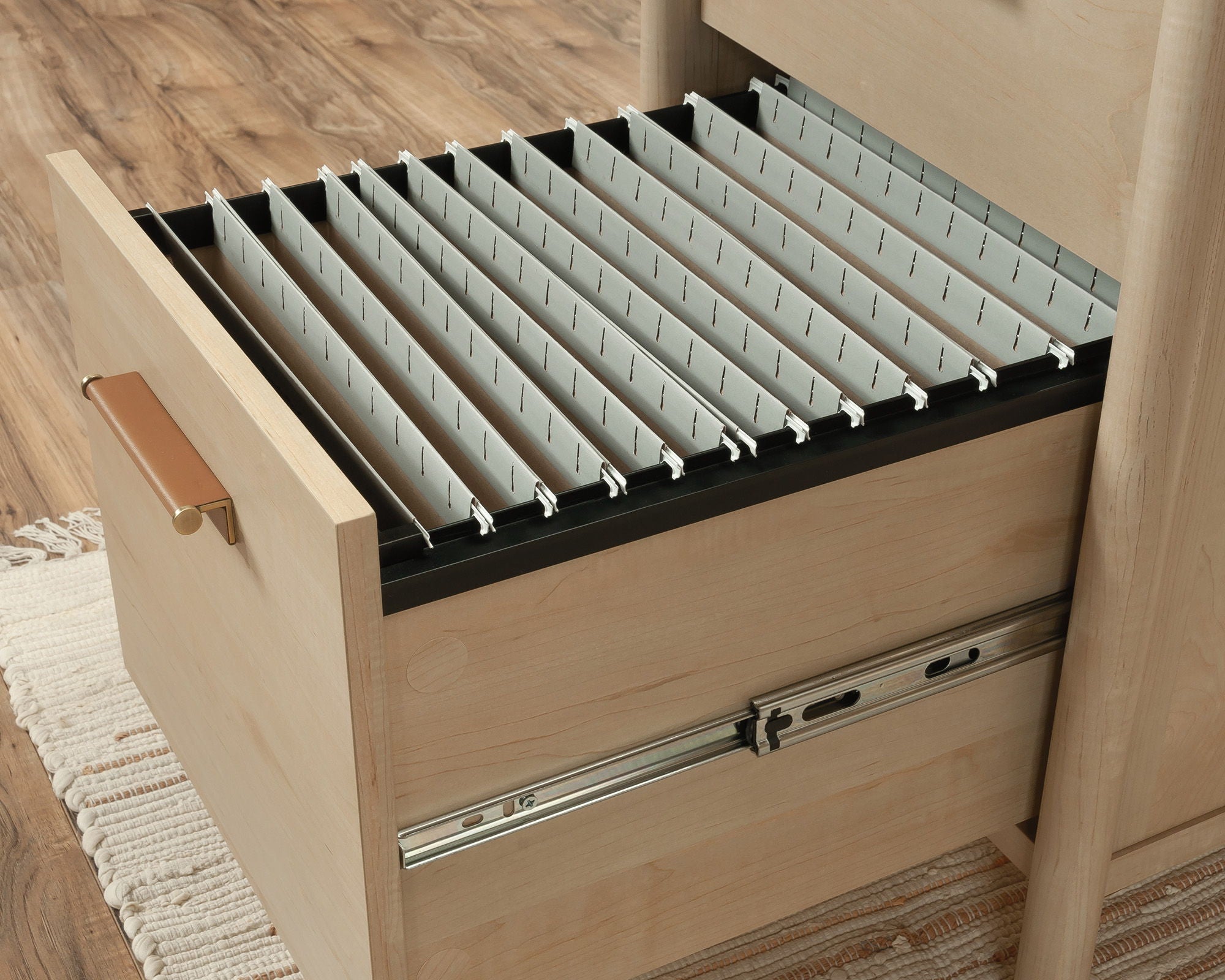 Executive Desk with Storage in Natural Maple