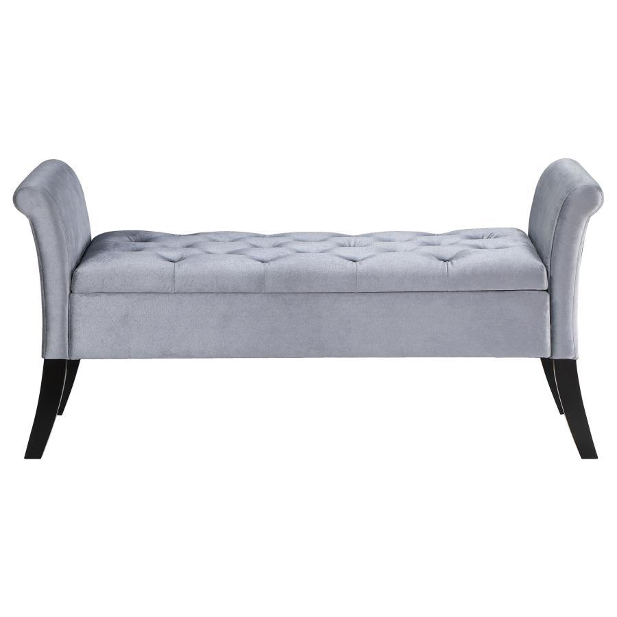 Coaster Fine Furniture Farrah - Velvet Upholstered Rolled Arm Storage Bench | Meri Furniture