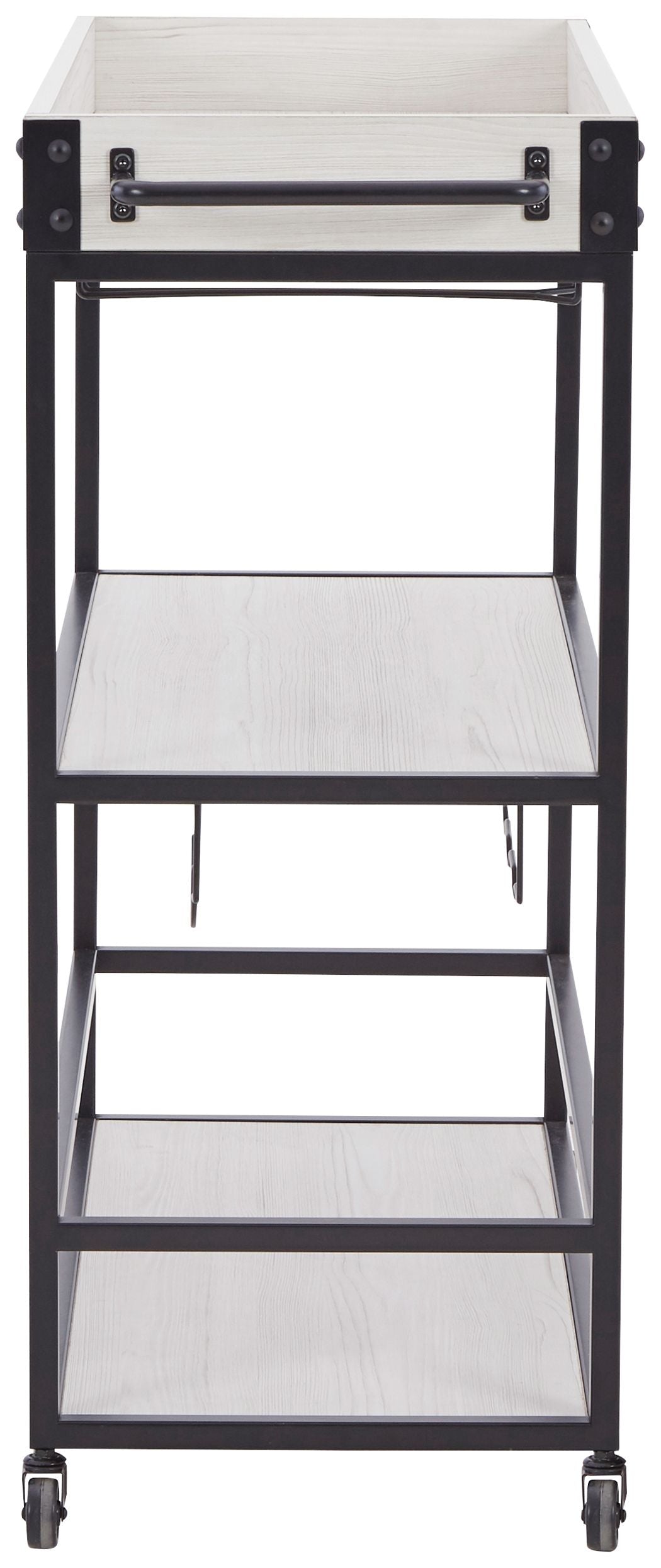 Signature Design by Ashley® Bayflynn - White / Black - Bar Cart | Meri Furniture