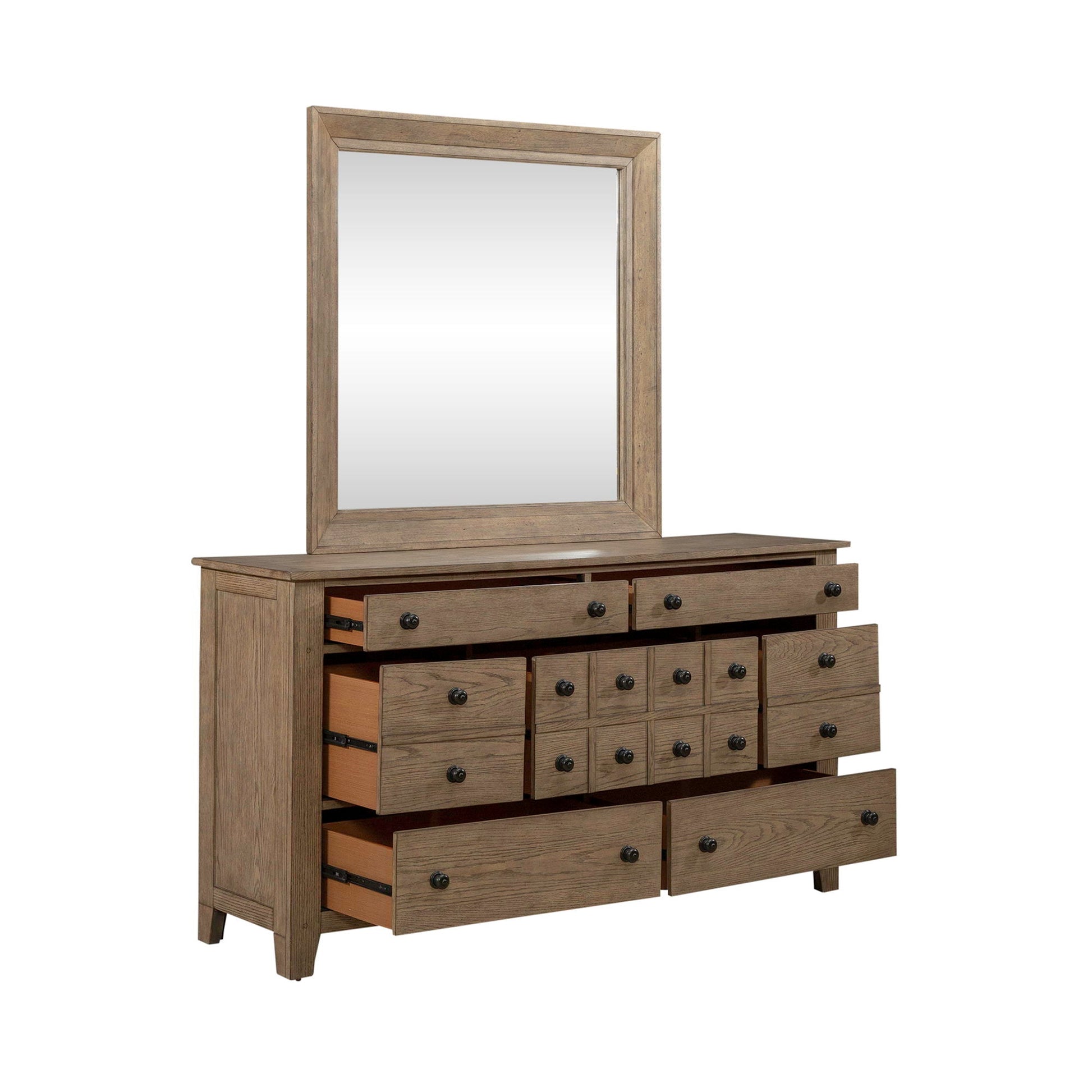 Liberty Furniture Grandpas Cabin - 7 Drawers Dresser & Mirror - Light Brown | Meri Furniture