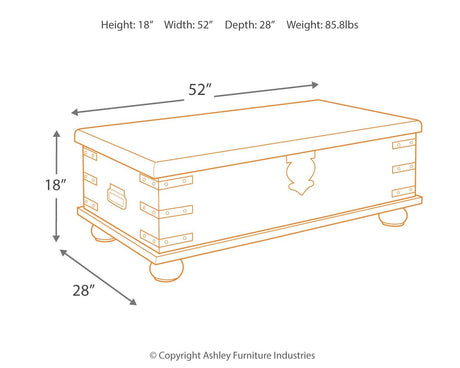 Carynhurst - White Wash Gray - Lift Top Cocktail Table