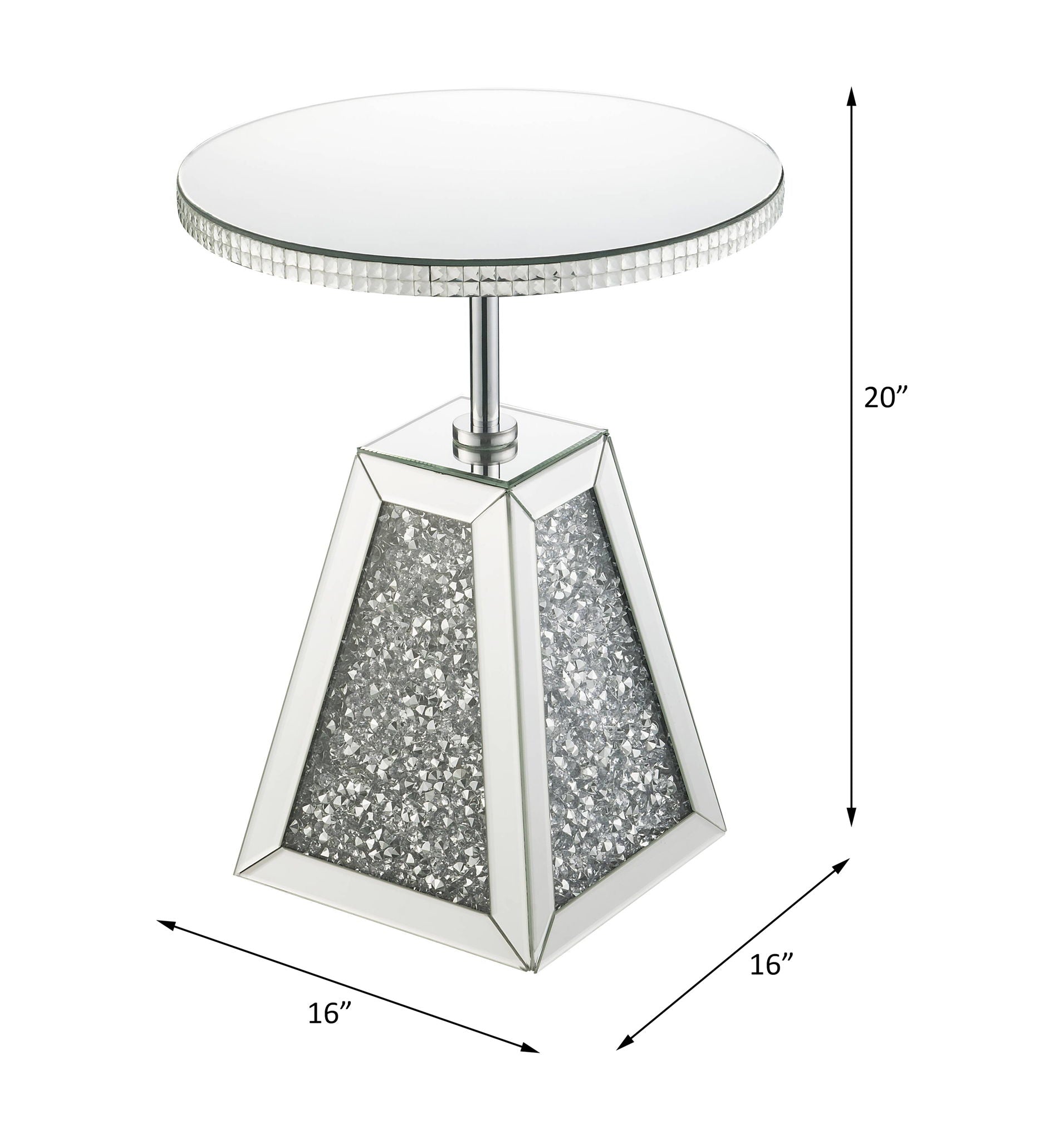 Noralie - 20" Accent Table - Mirrored & Faux Diamonds