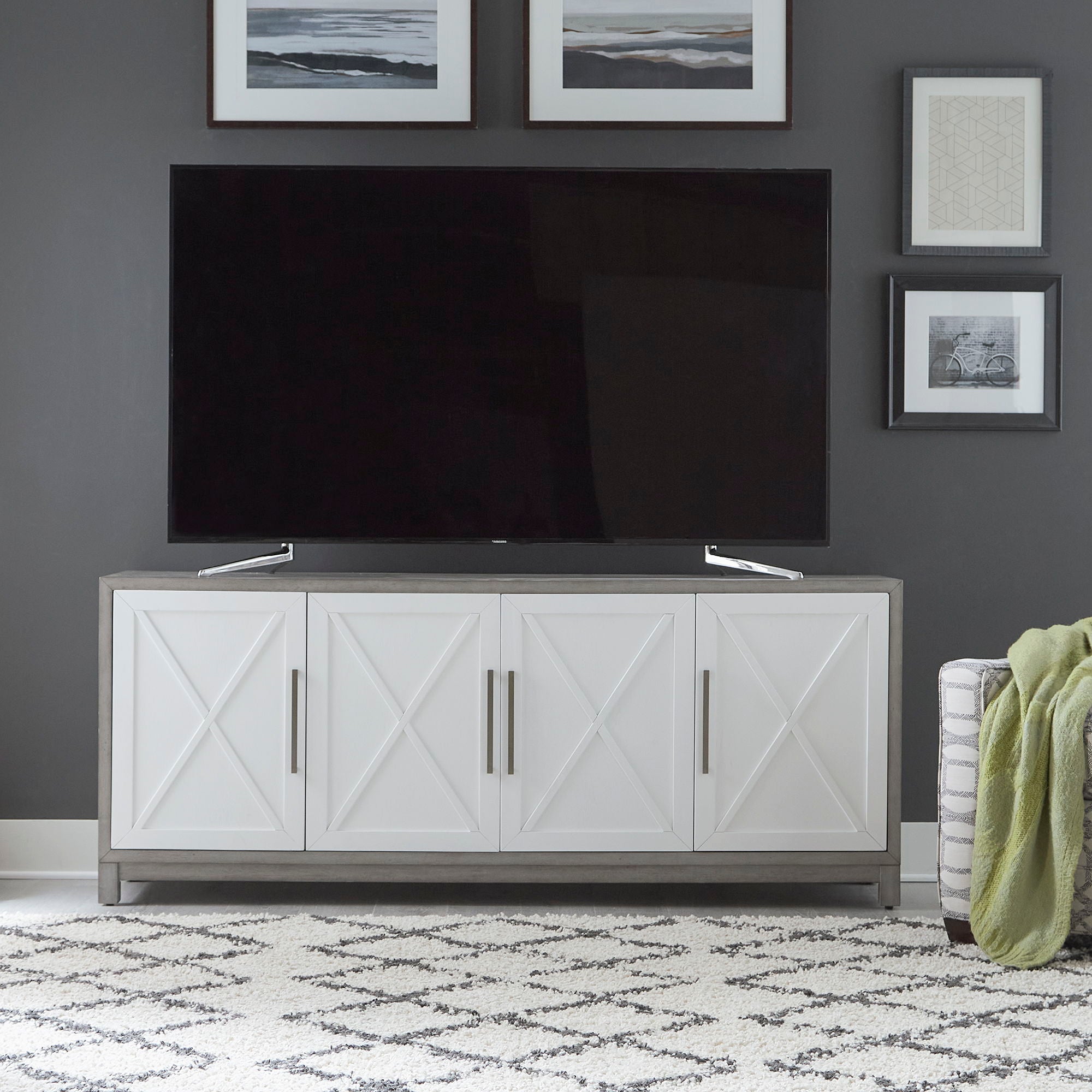 Liberty Furniture Palmetto Heights - 78" TV Console - White | Meri Furniture