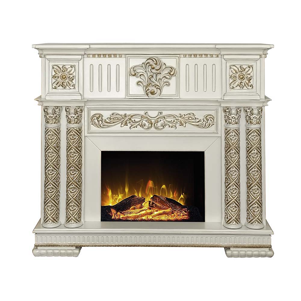 ACME Classy meets functional in this Vendom fireplace. This unit's classic look, features realistic flame and amber effects to create the perfect cozy night in. | Meri Furniture