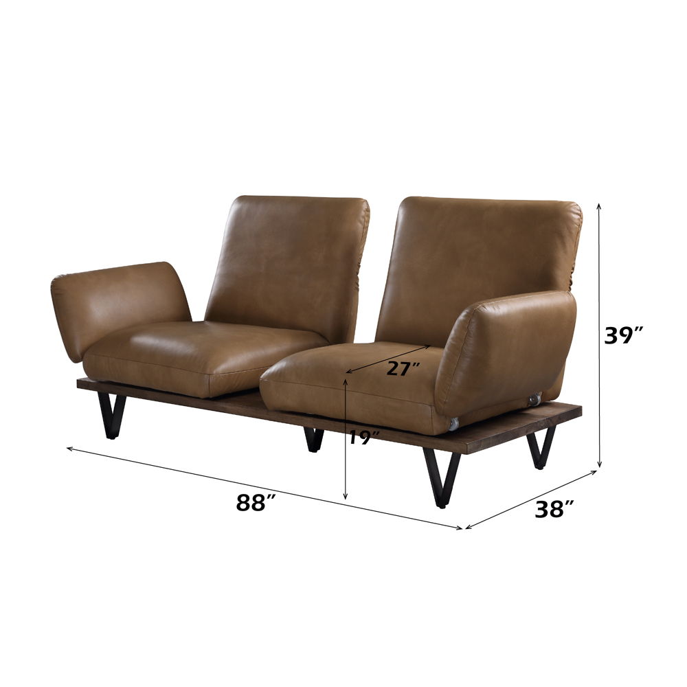 Narech - Sofa With Swivel - Nutmeg Top Grain Leather