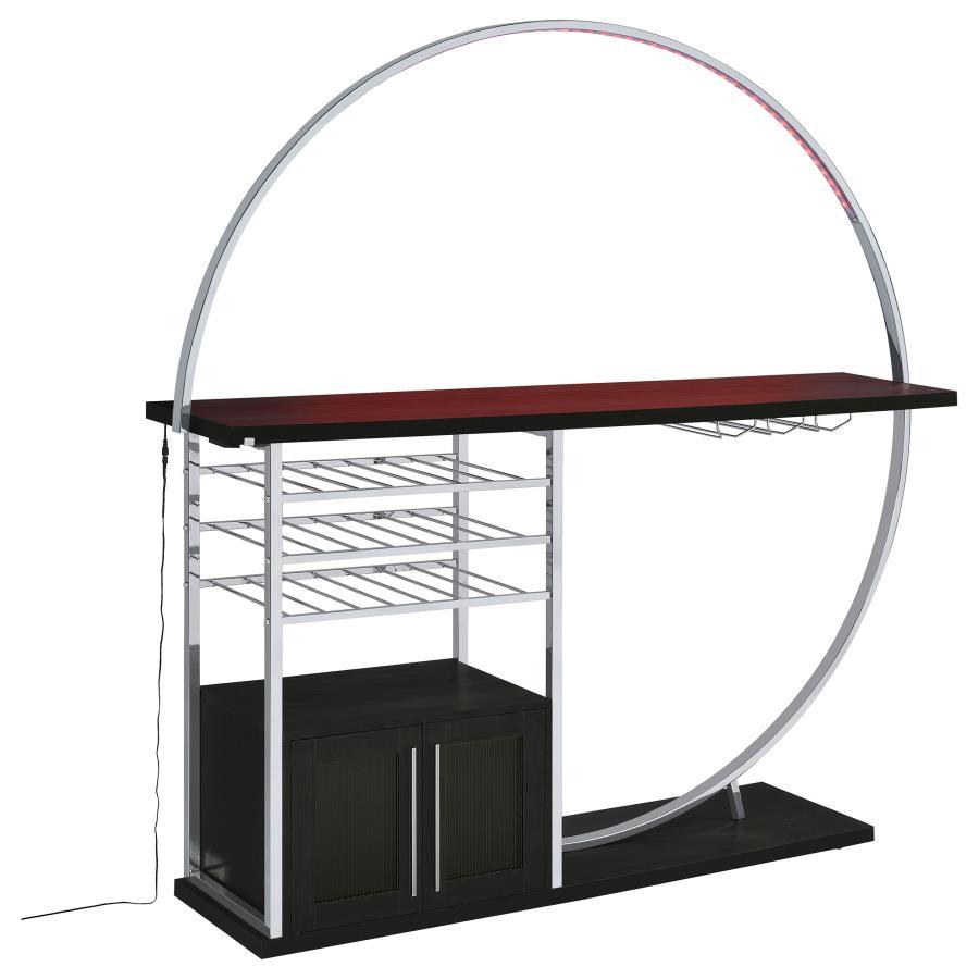 Coaster Fine Furniture Risley - 2-Door Circular LED Home Bar With Wine Storage | Meri Furniture