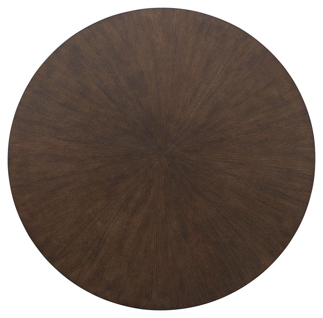 Signature Design by Ashley® Brazburn - Dark Brown / Gold Finish - Round Cocktail Table | Meri Furniture