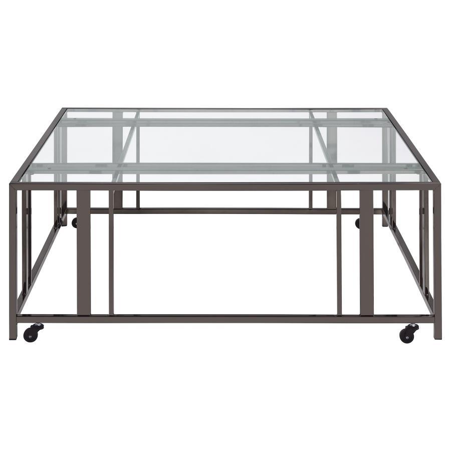 Adri - Square Glass Top Coffee Table With Casters