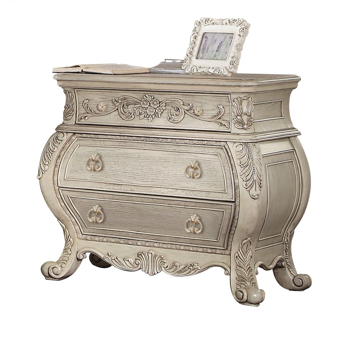 ACME The Ragenardus nightstand is an impeccable example of truly memorable luxurious traditional design. | Meri Furniture