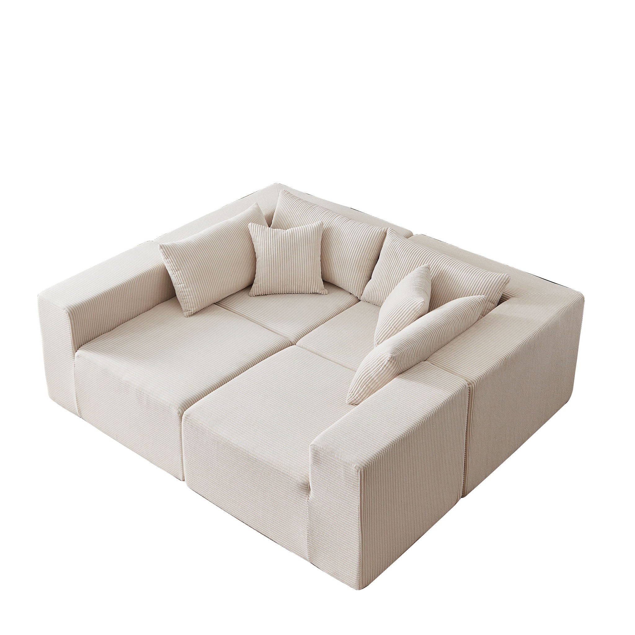 Modular L Shaped Sectional Compressed Sofa, Free Combination