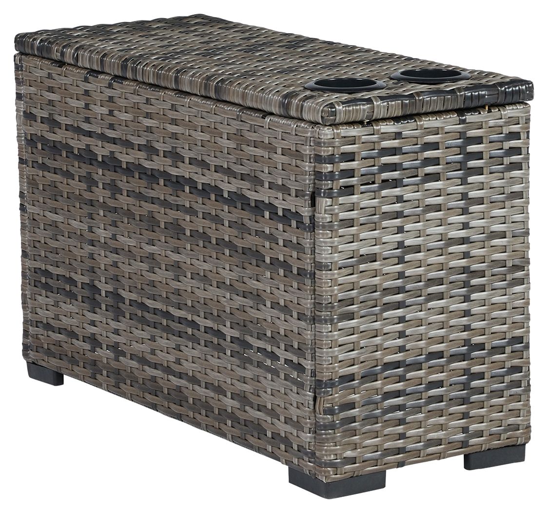 Signature Design by Ashley® Harbor Court - Gray - Console With Drink Holders | Meri Furniture