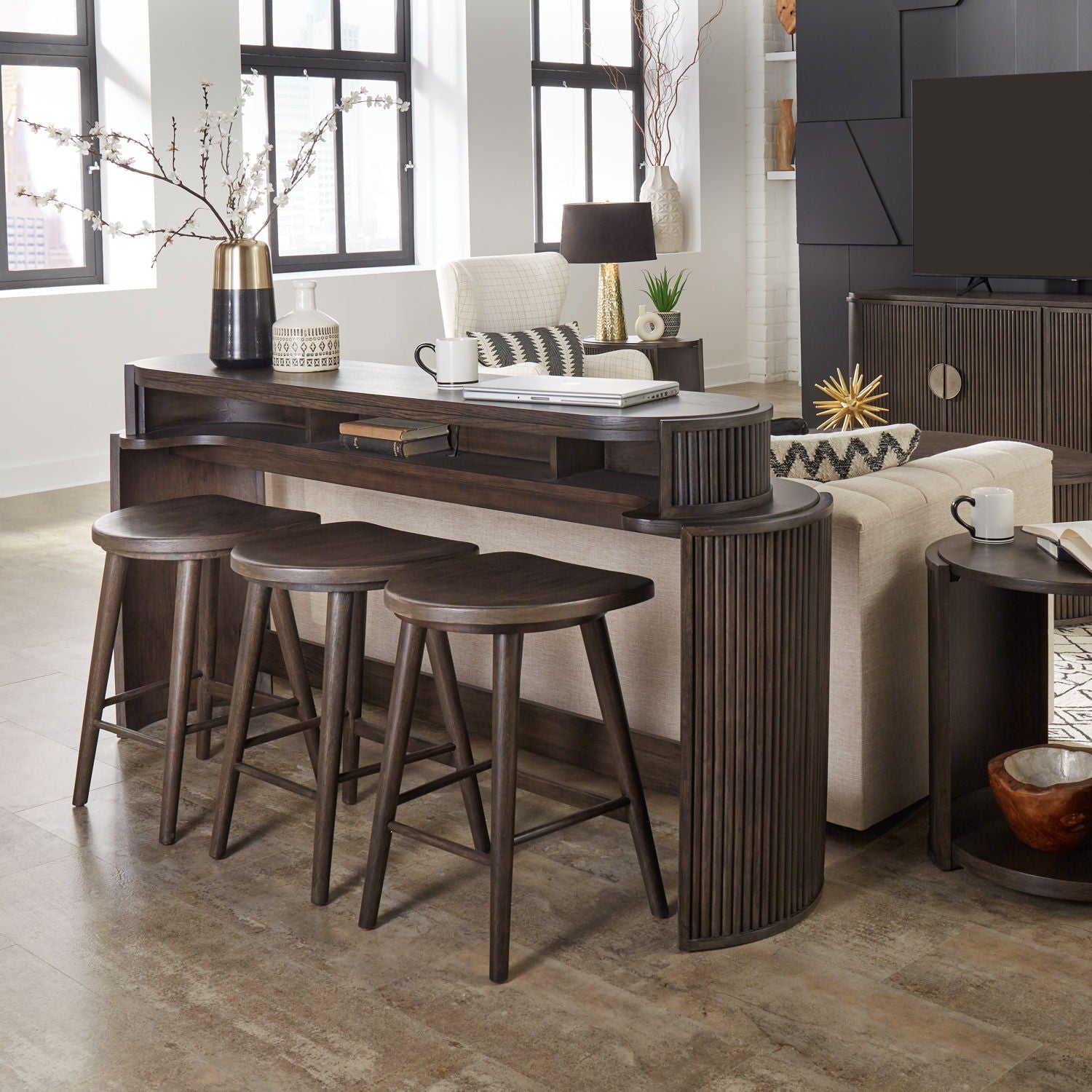 Liberty Furniture City View - Console Stool (RTA) - Coffee Bean | Meri Furniture