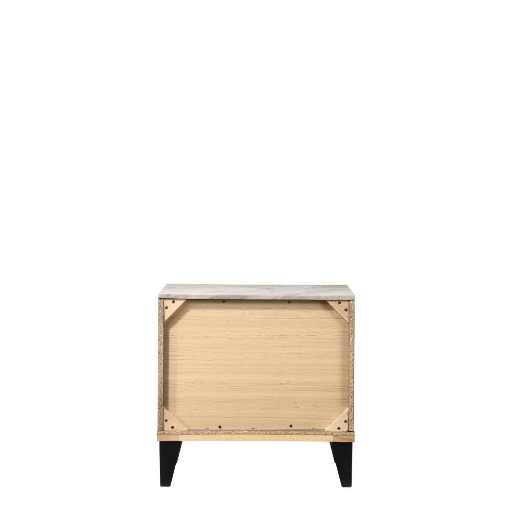 ACME Avantika - Nightstand - Faux Marble & Rustic Gray Oak | Meri Furniture