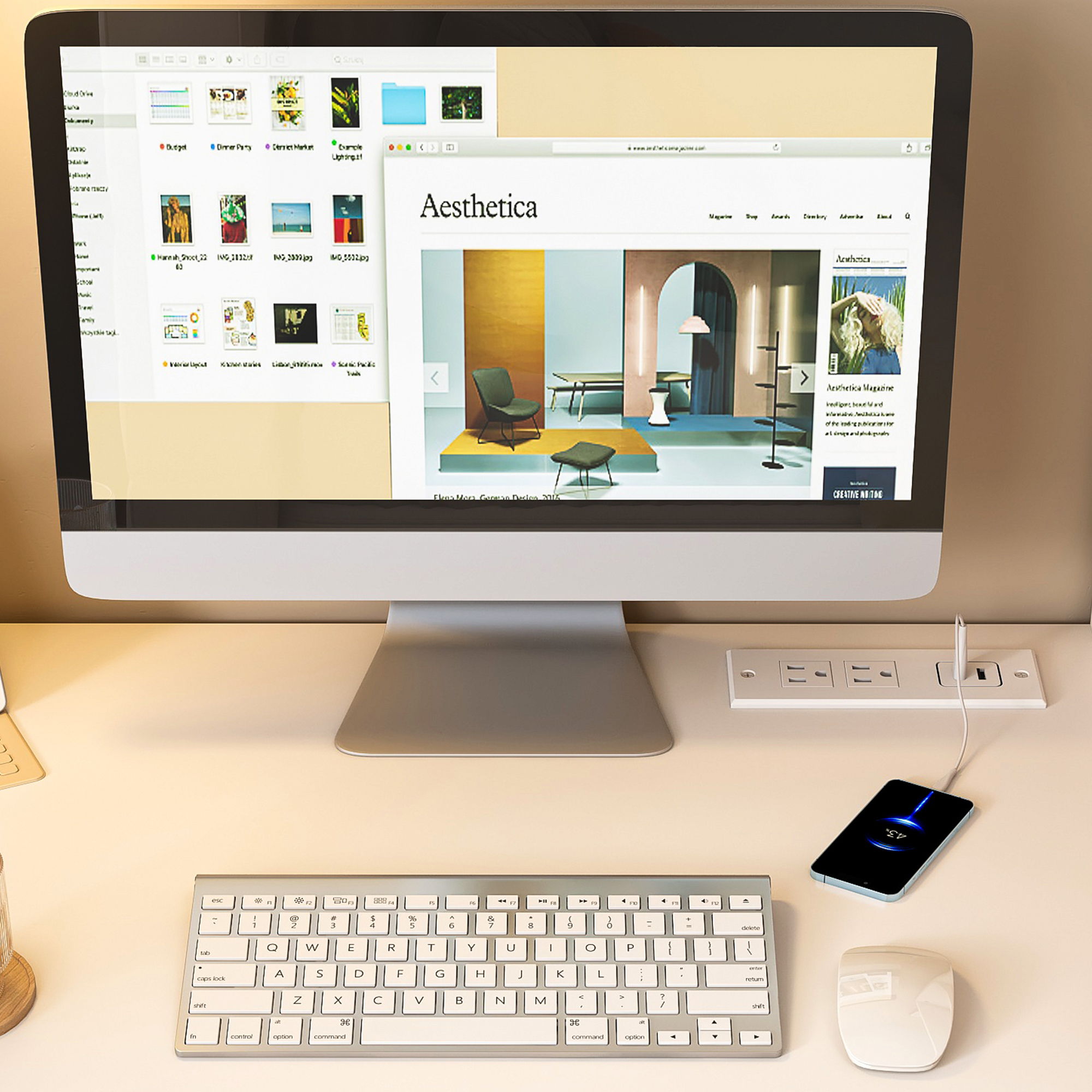 Computer Desk With 4 In 1 Socket & 3 Drawers, 4 Tier Shelves