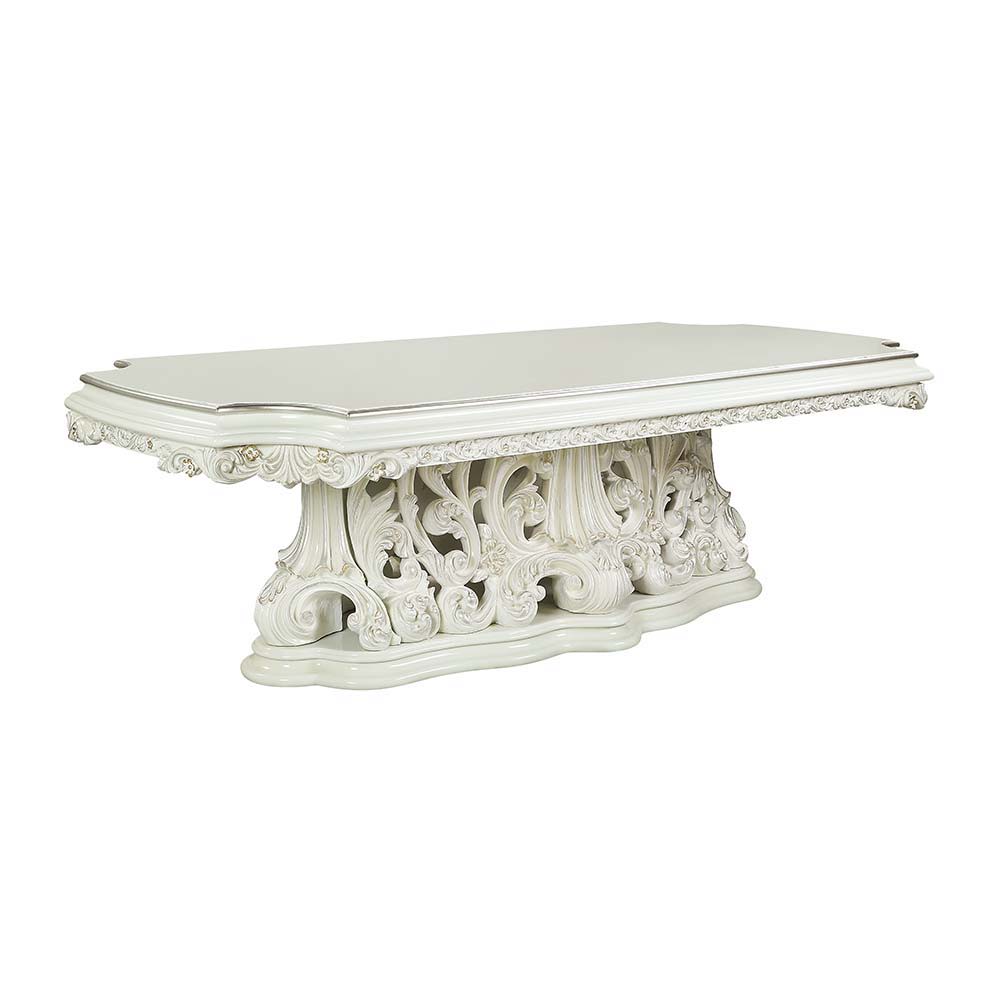 ACME Adara - Dining Table - Antique White Finish | Meri Furniture