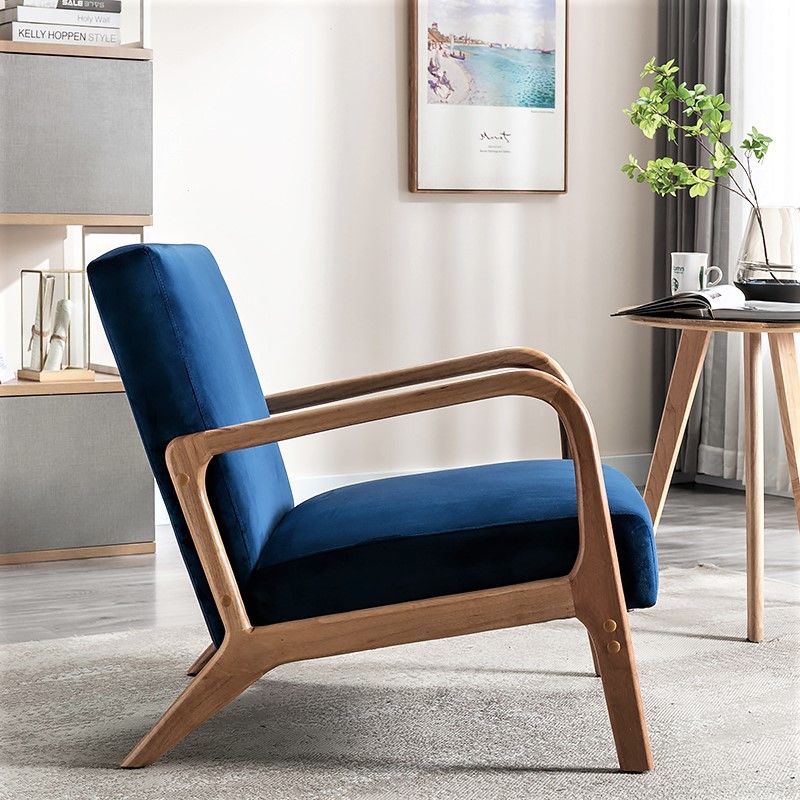 Classic Mid-Century Modern Accent Chairs, Open Framed Armchair With Cushioning
