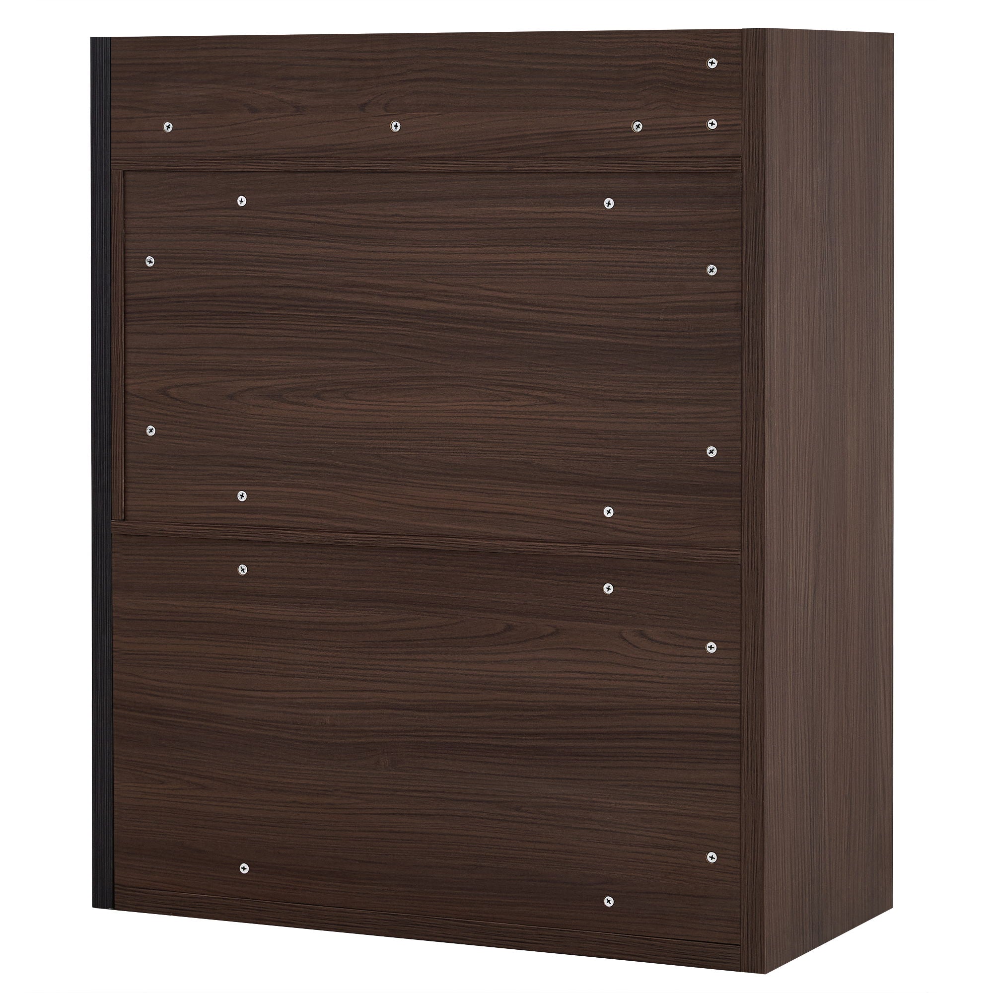 Modern Extendable & Rotating Cabinet With Drawer And Flip Doors For Versatile Storage - Black / Dark Walnut
