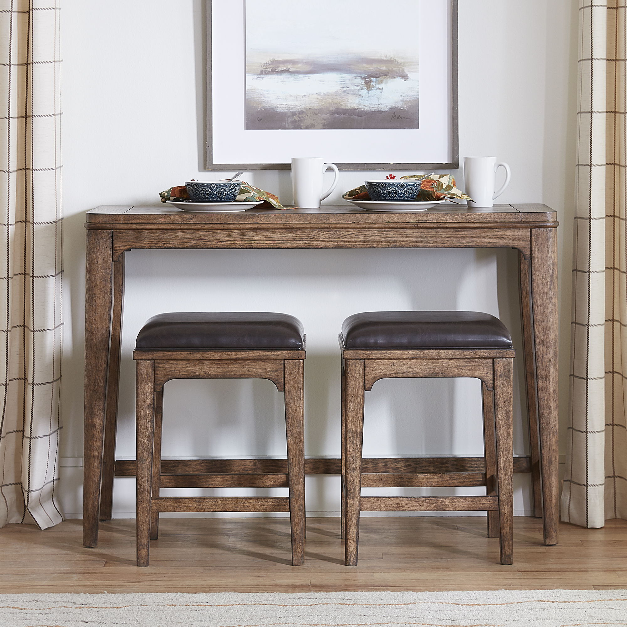 Liberty Furniture Ashford - 3 Piece Console Set (Console 2 Stools) - Light Brown | Meri Furniture