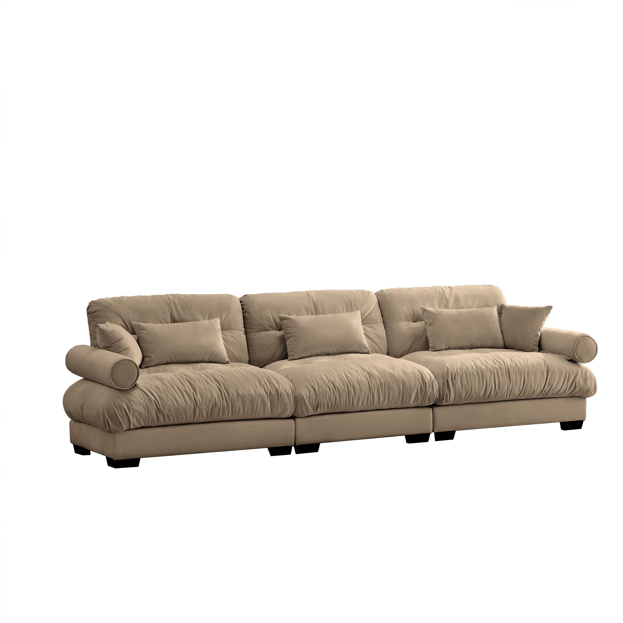 Modern Oversize Sofa With Cloud Like Comfort, Featuring Waist And Throw Pillows