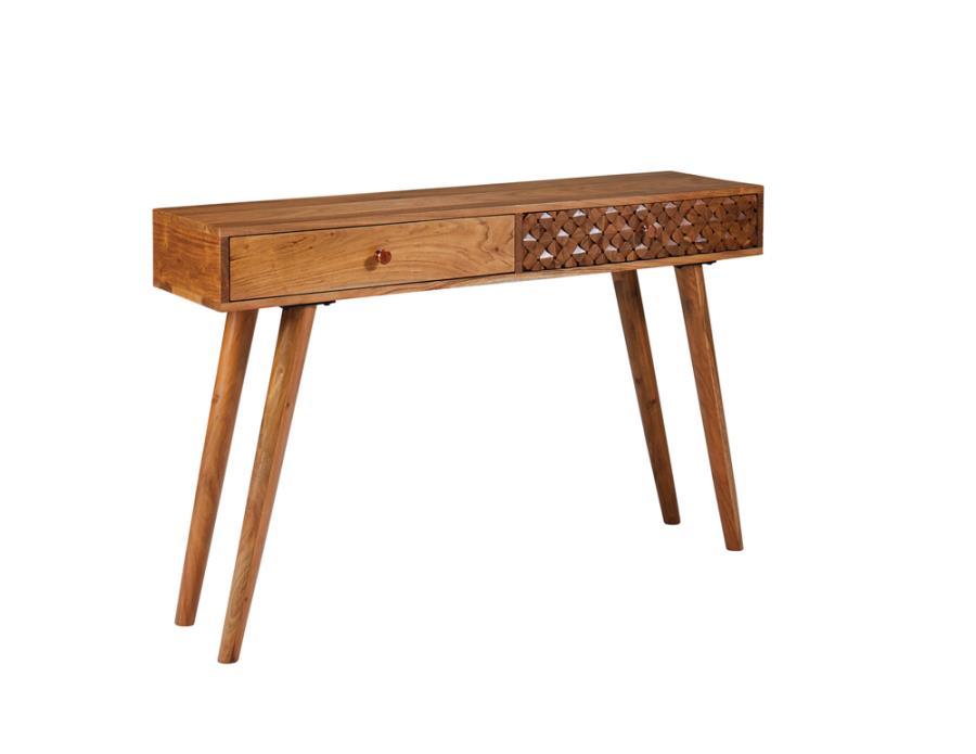 Coaster Fine Furniture Lotus - 2-Drawer Wood Entryway Console Table - Natural Brown | Meri Furniture