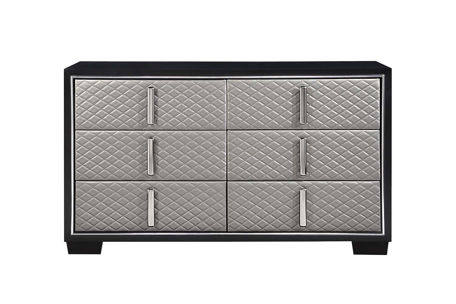 Nicola - Dresser - Silver Synthetic Leather & Black