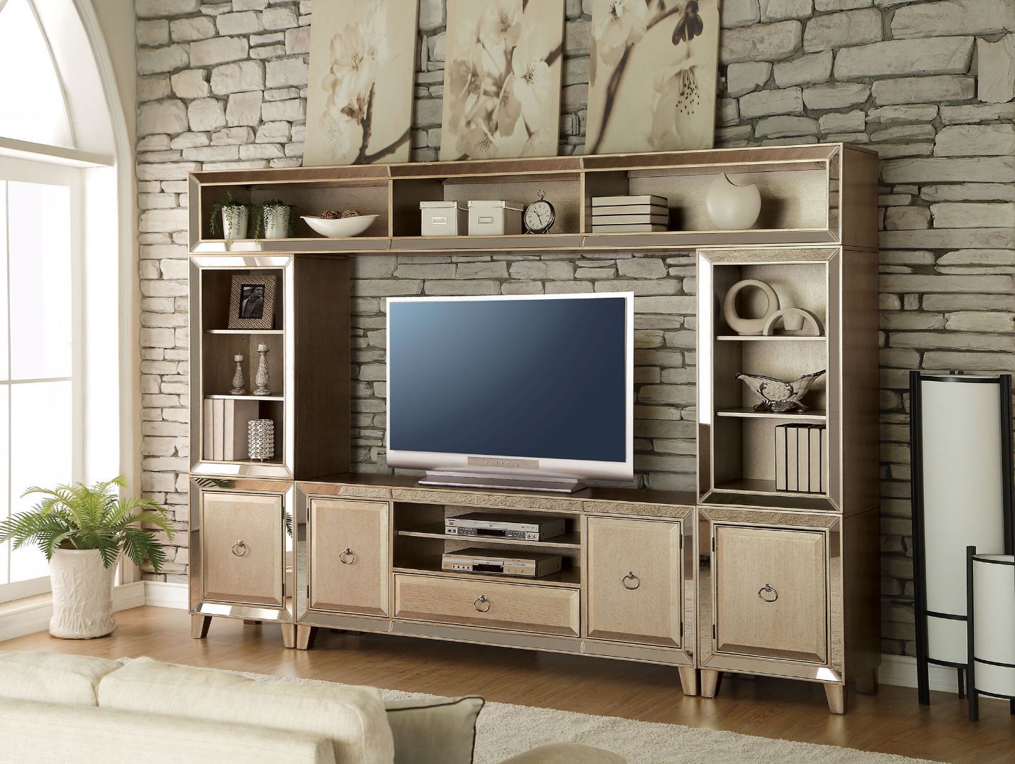 ACME Voeville - Entertainment Center - Antique Gold | Meri Furniture