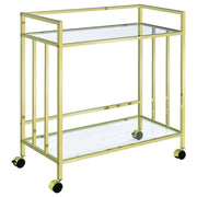 Coaster Fine Furniture Cara - 2-tier Rectangular Glass Shelf Metal Bar Cart | Meri Furniture