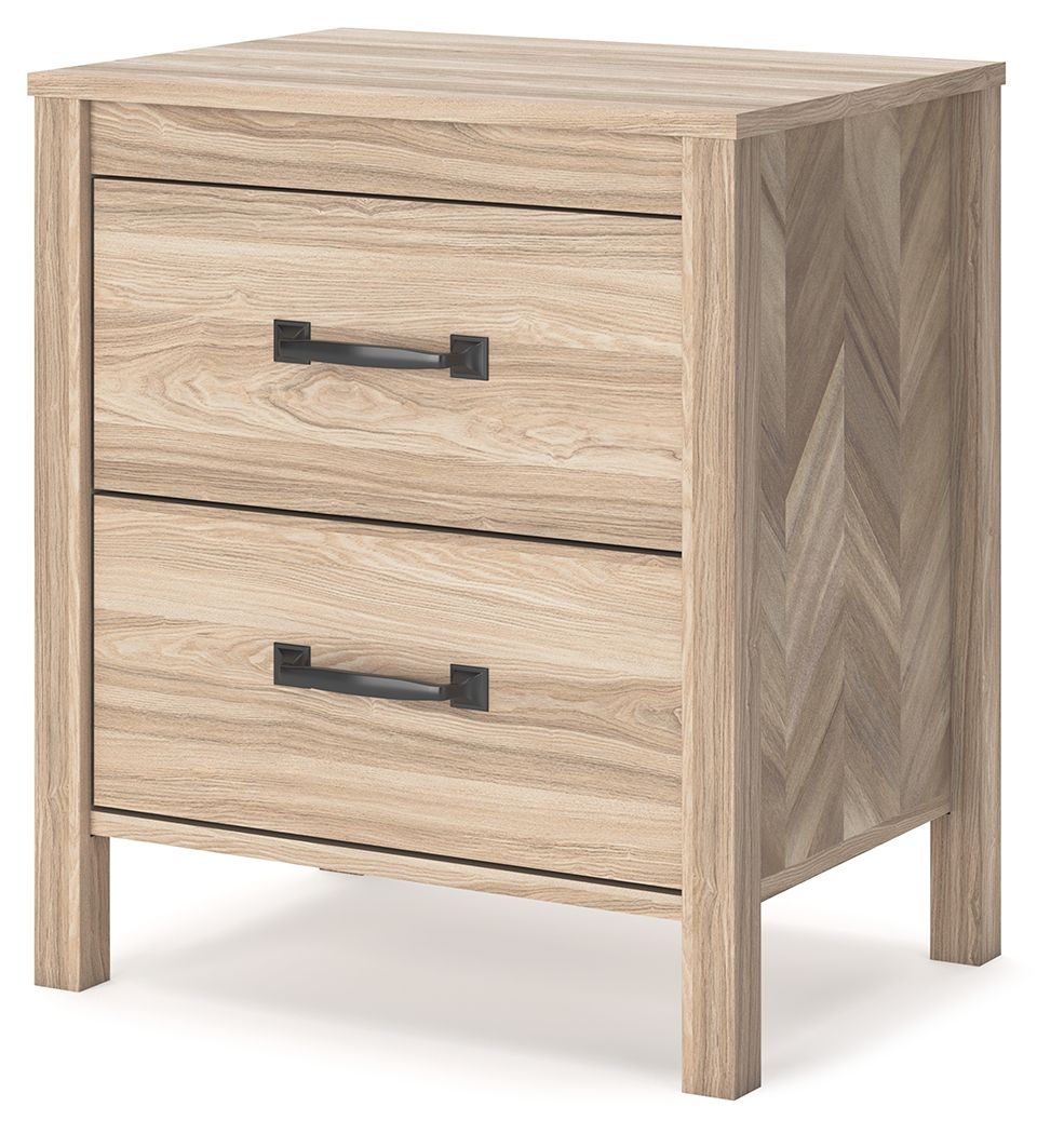 Signature Design by Ashley® Battelle - Tan - Two Drawer Night Stand | Meri Furniture