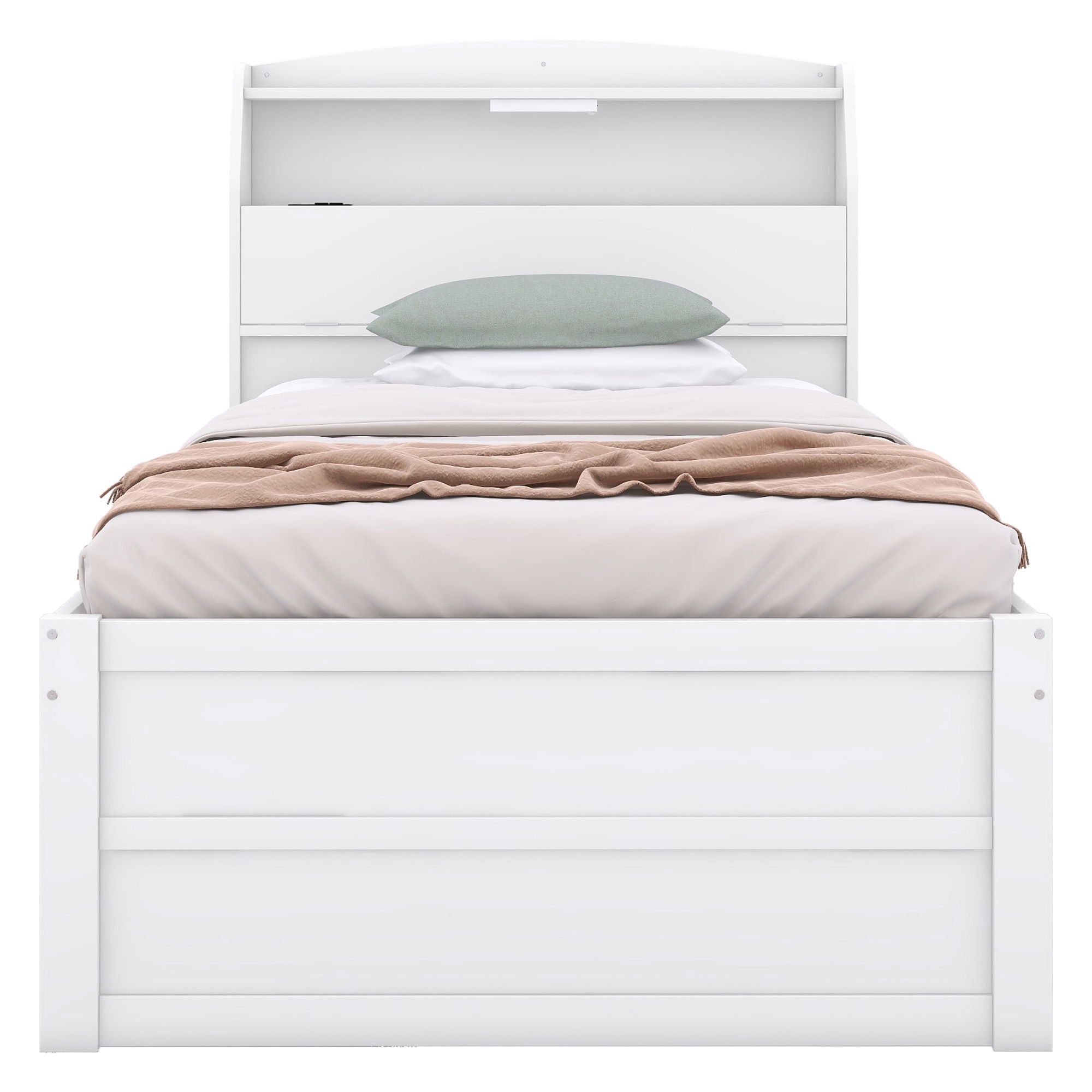 LED Platform Bed With Trundle With Storage Headboard With Drawers