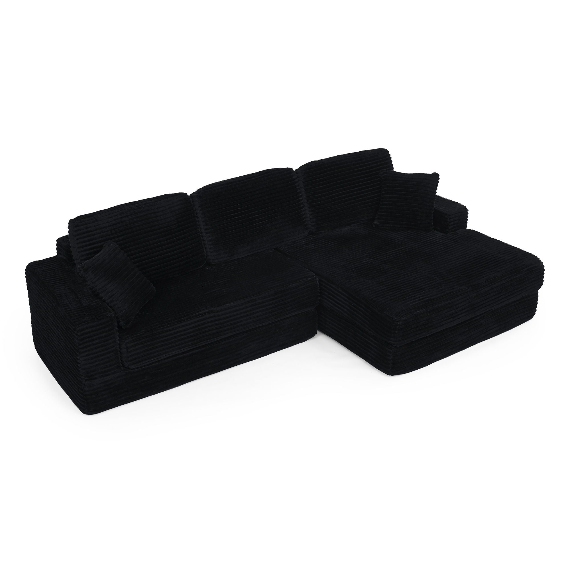 Modern Minimalist L Shape Modular Sectional Sofa, Corduroy Couch
