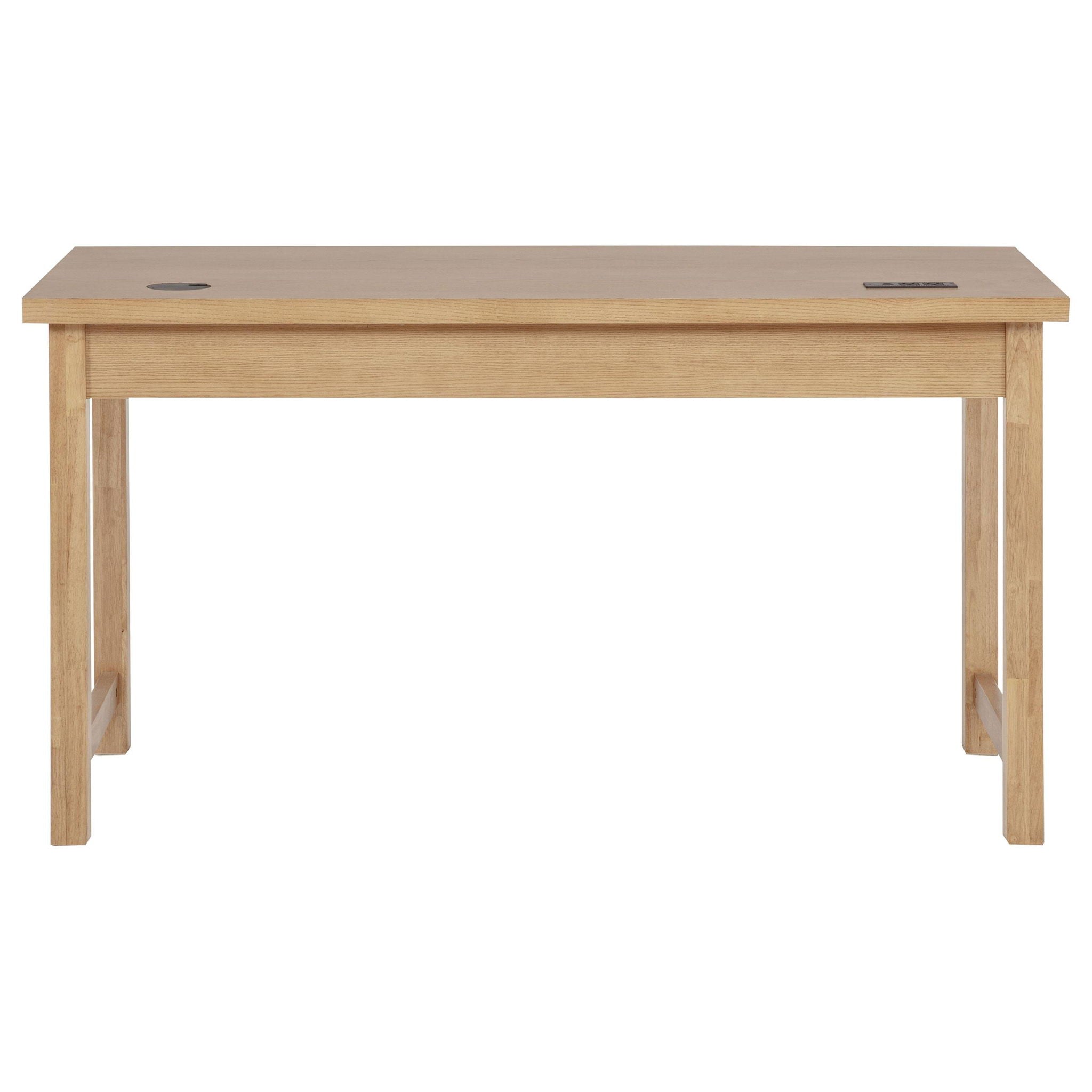 Vermes 55-inch 3-drawer Writing Desk with Power Outlet Light Ash