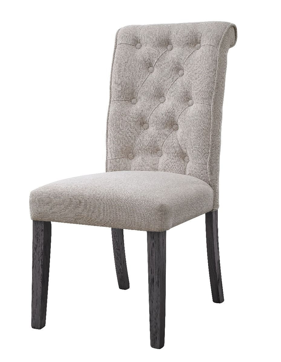 ACME Yabeina - Side Chair (Set of 2) - Beige Linen & Gray Finish | Meri Furniture