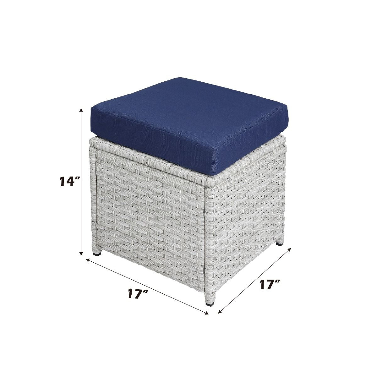 Paitalyi - 9 Piece Bistro Set - Blue Fabric & Wicker