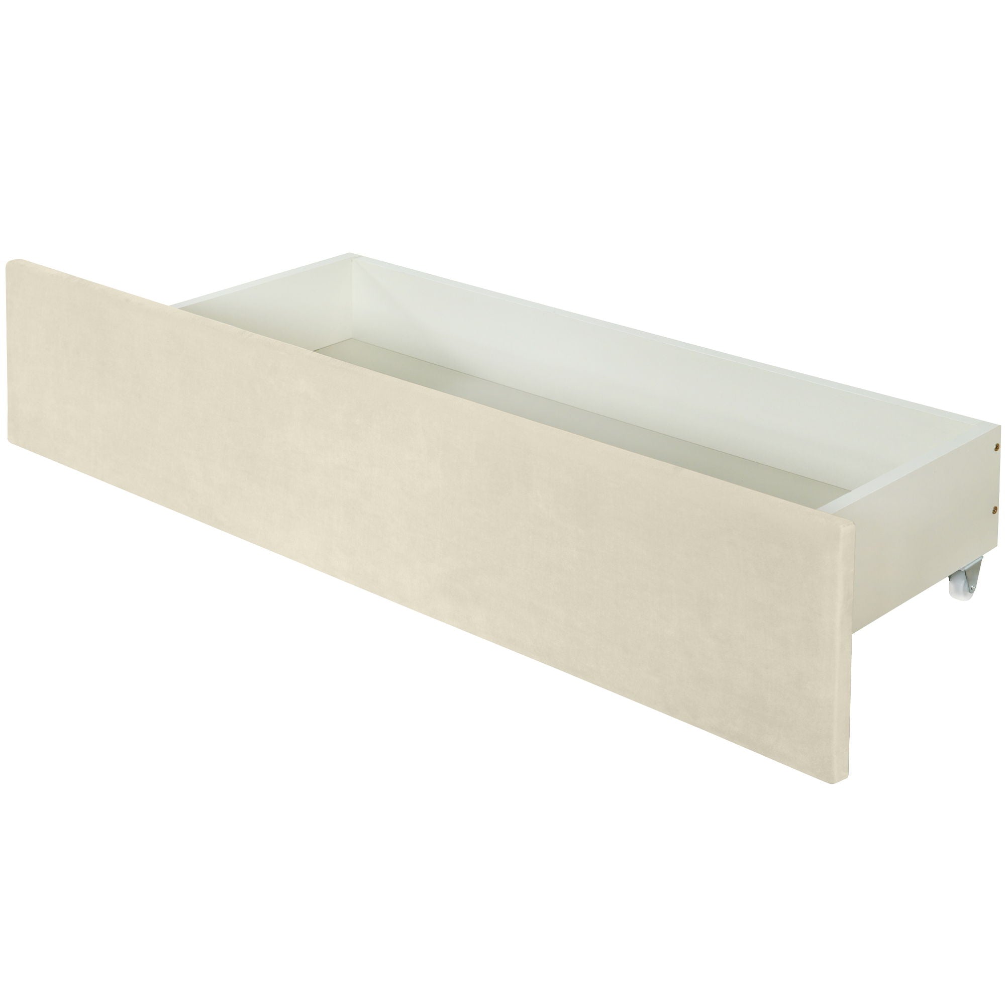 Upholstered Platform Bed With 2 Drawers And 1 Trundle, Classic Strip Headboard Design