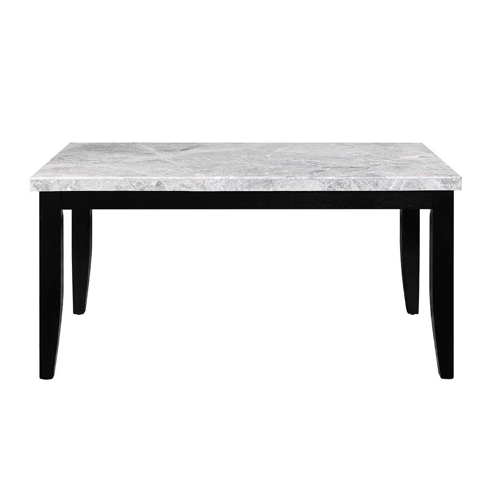 ACME Hussein - Dining Table With Marble Top - Marble & Black Finish | Meri Furniture