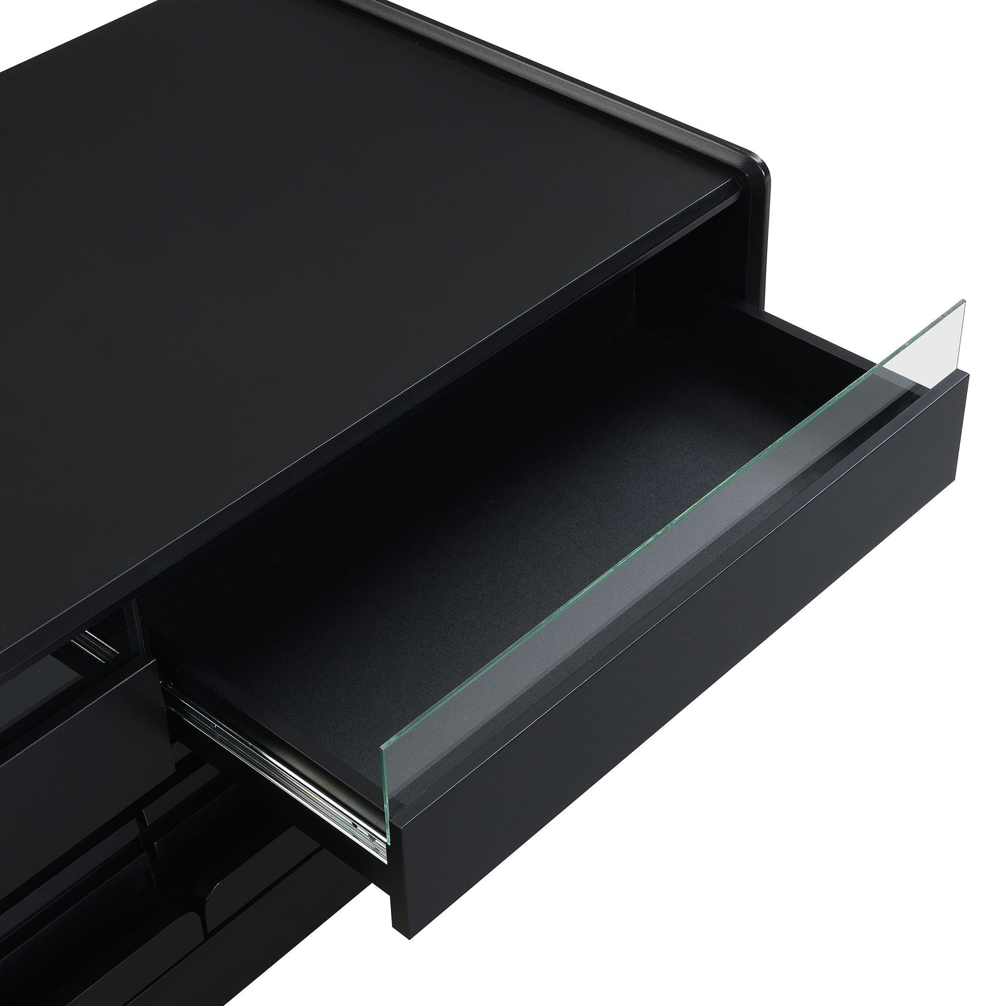 Modern Rectangle Coffee Table With 4 Drawers And 2 Display Shelves