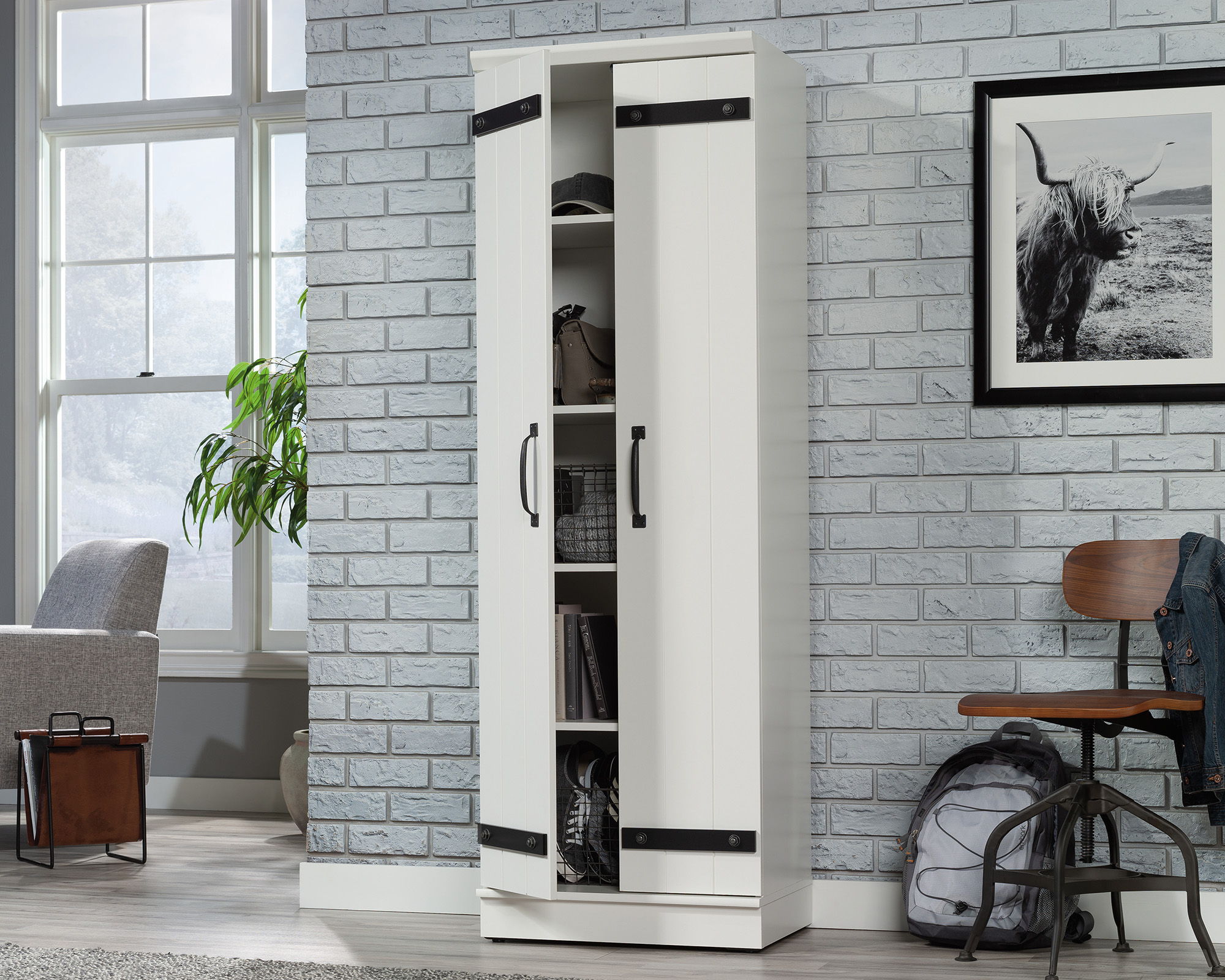 2-Door Kitchen Pantry Cabinet in Soft White