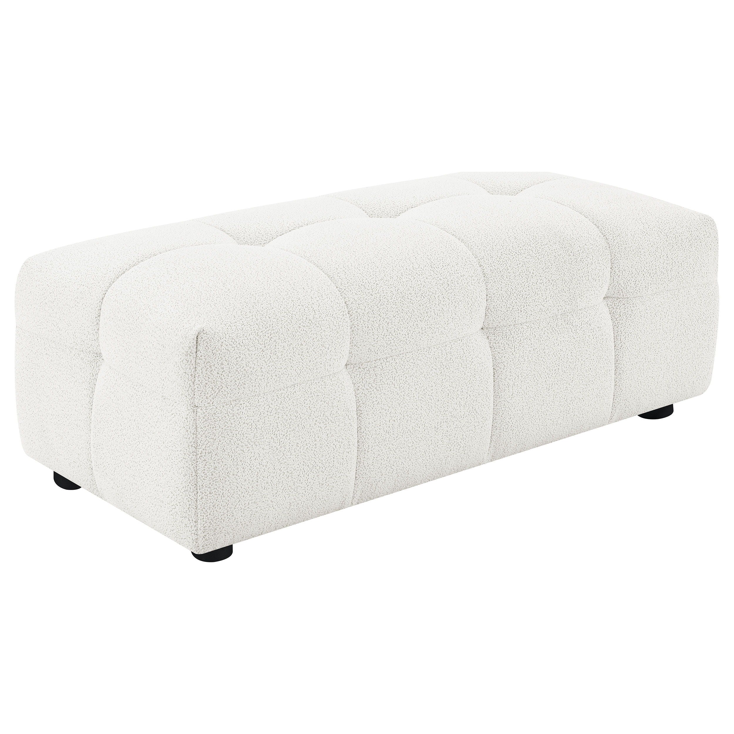 Coaster Fine Furniture Everly - Boucle Upholstered Rectangular Ottoman - White | Meri Furniture