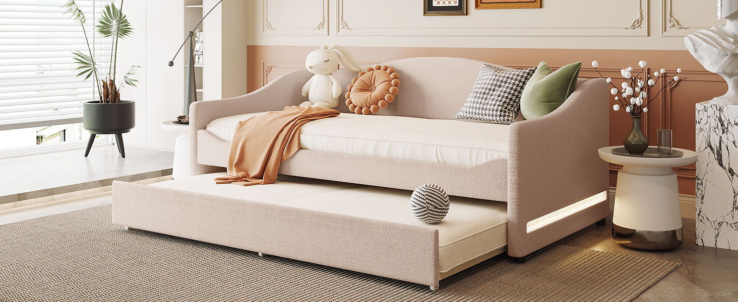 Design Upholstered Daybed With Light And Trundle
