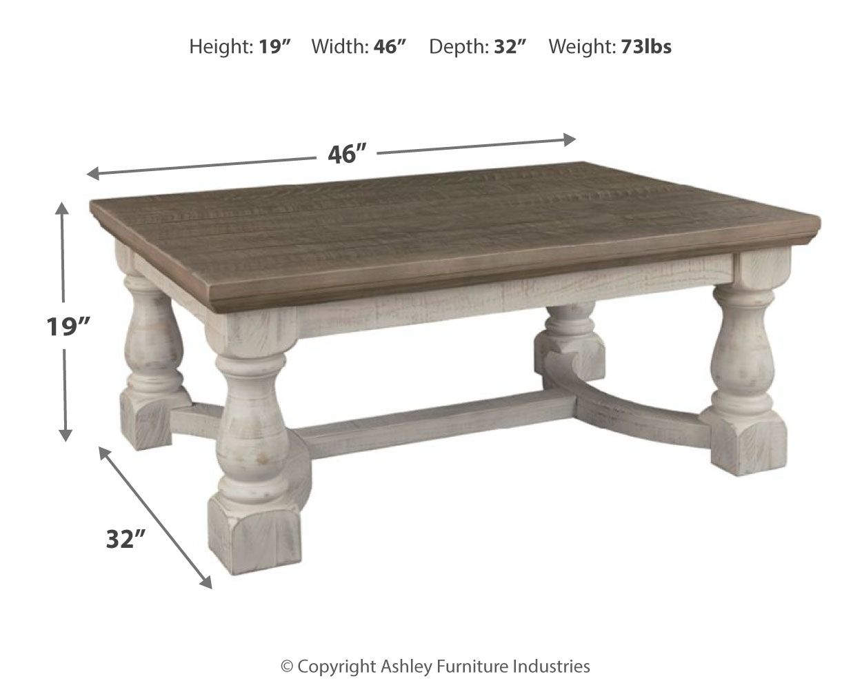 Ashley Furniture Havalance - Gray / White - Rectangular Cocktail Table | Meri Furniture