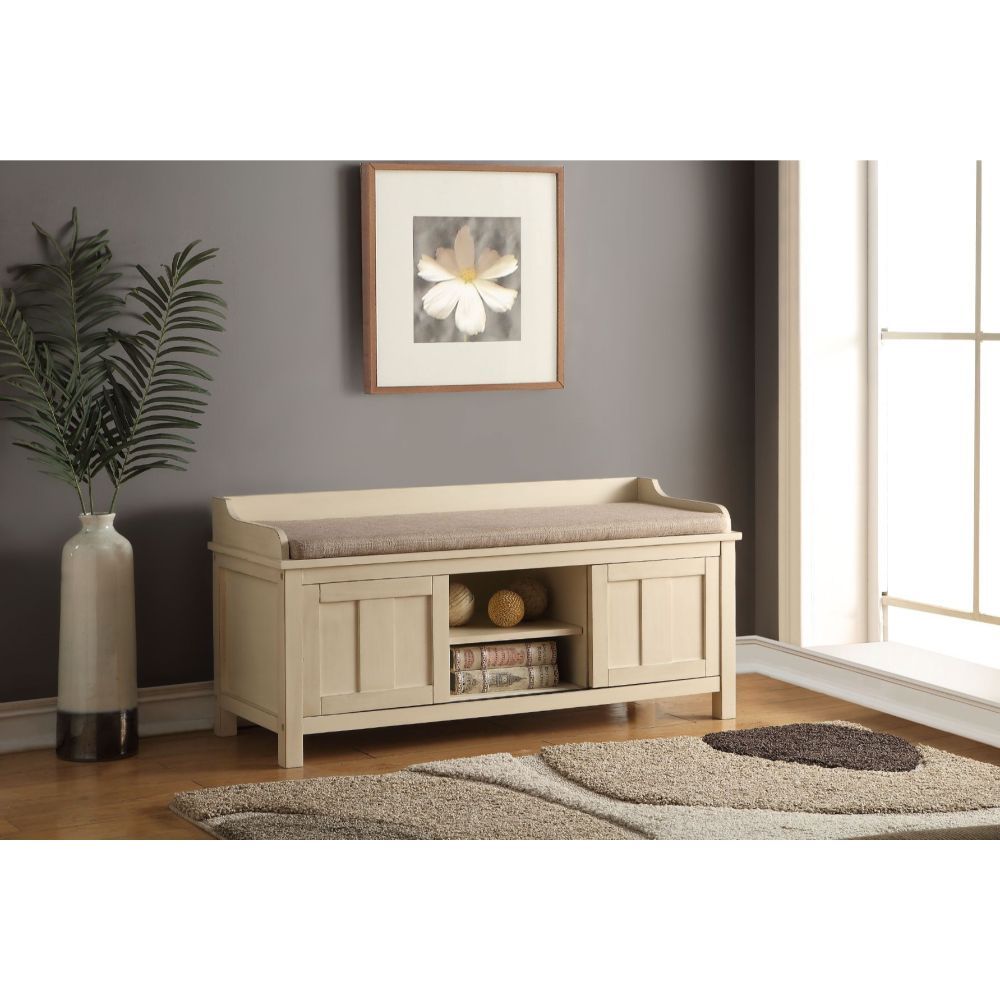 ACME Rosio - Bench - Fabric & Cream | Meri Furniture