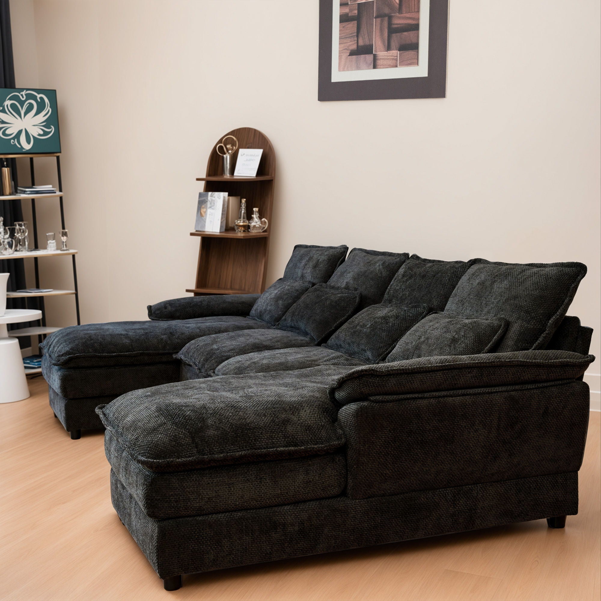 Modular Sectional Sofa Cloud Couch With Double Chaise Lounge