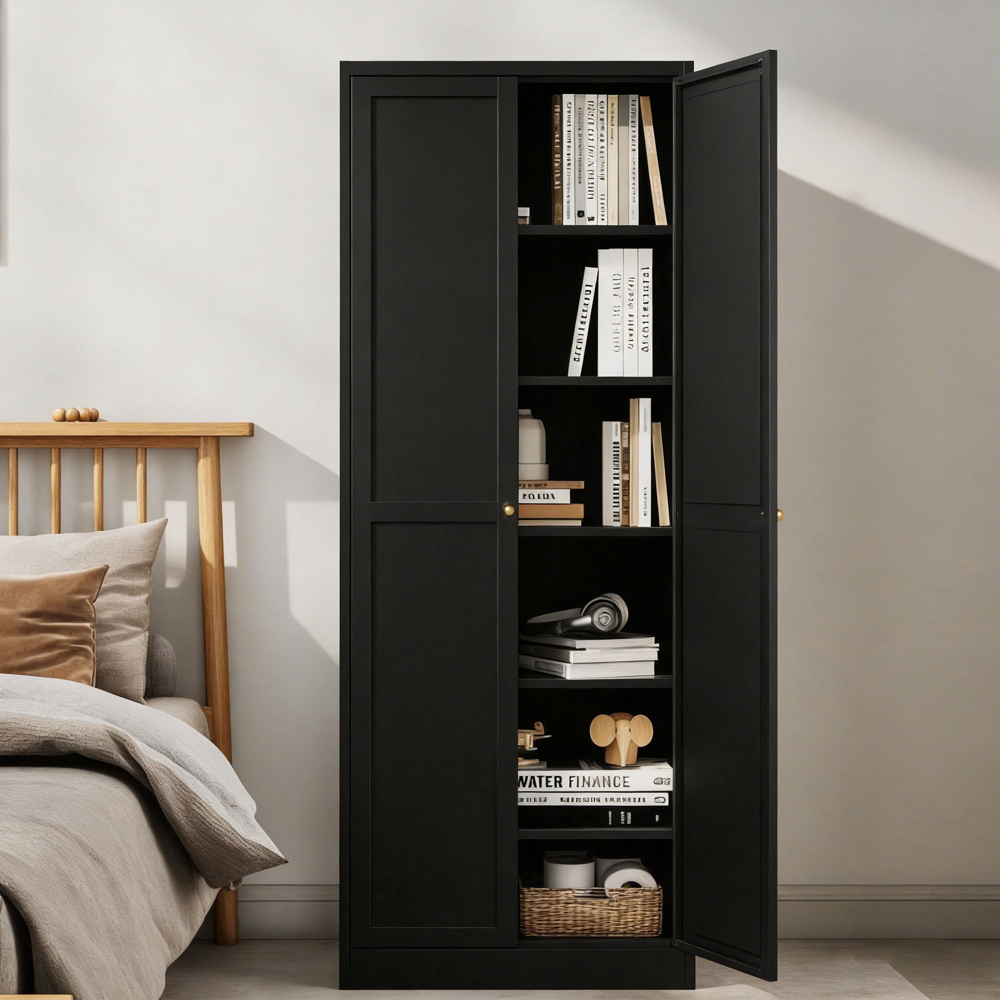 Kitchen Pantry Cabinet With 4 Adjustable Shelves, Heavy Duty Freestanding Organizer