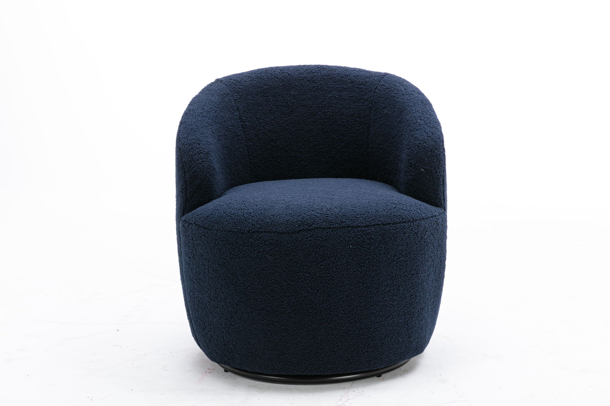 Teddy Fabric Swivel Accent Armchair Barrel Chair With Powder Coating Metal Ring