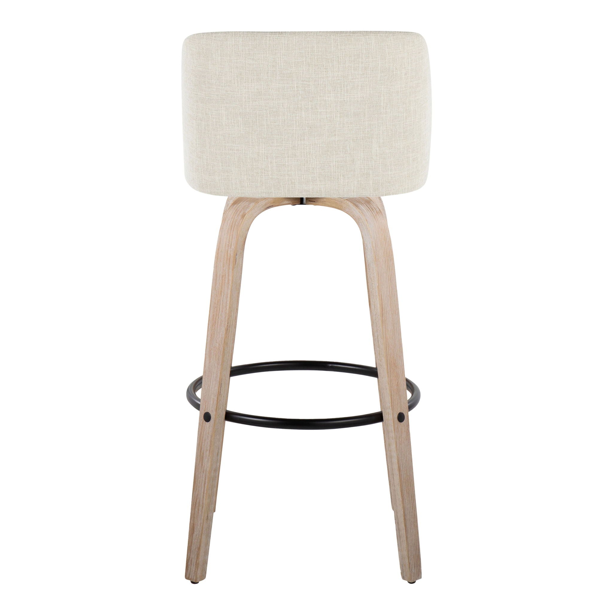 Toriano - Contemporary Fixed Height Barstool Swivel And Round Footrest (Set of 2)