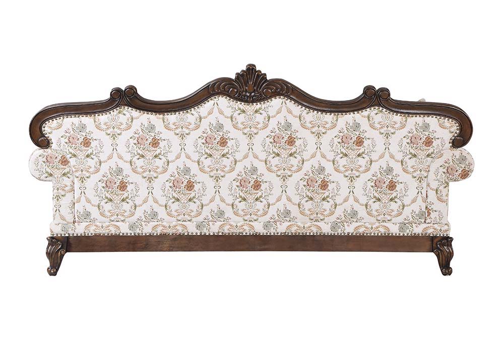 ACME Nayla - Sofa - Pattern Fabric & Walnut Finish | Meri Furniture