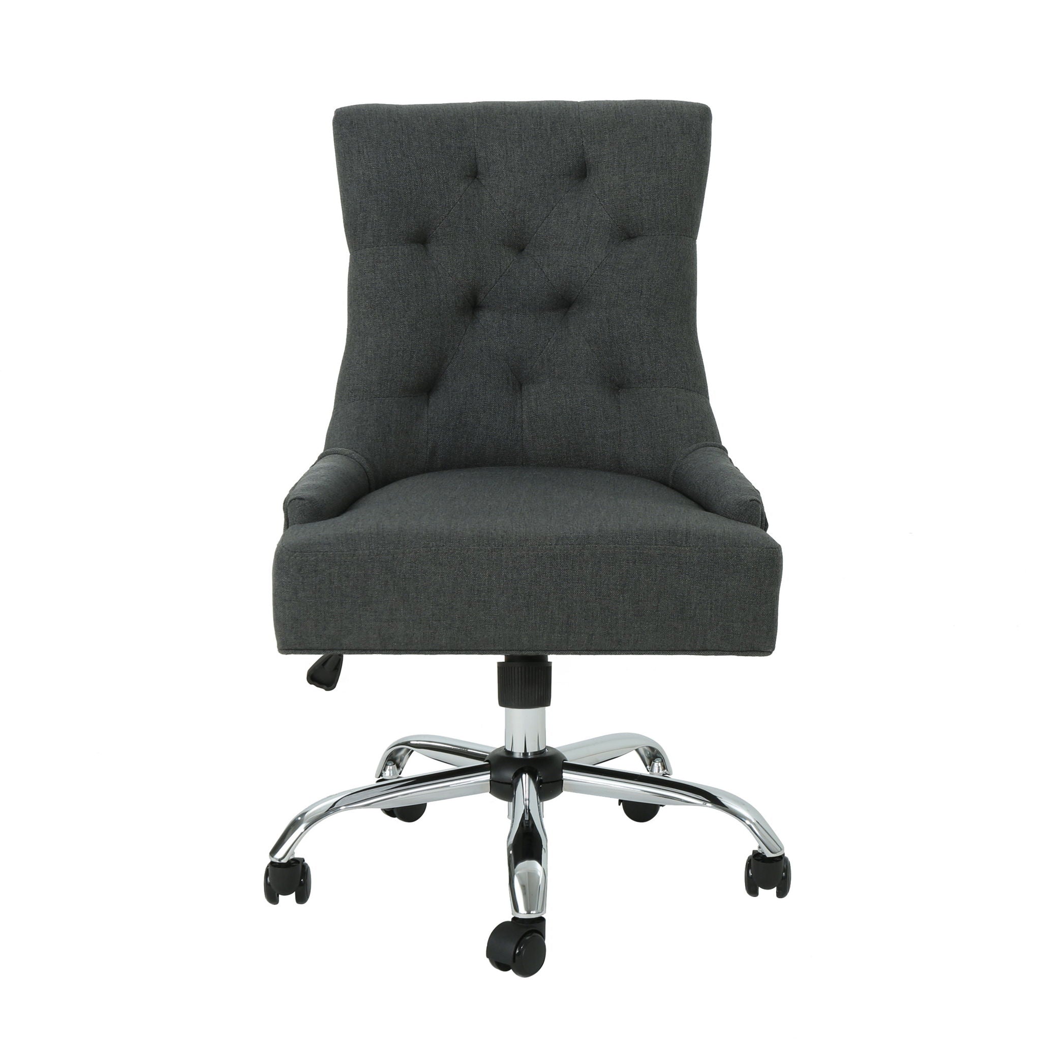 Glory Diamond Tufted Upholstered Office Chair With Rolling Casters And Sloped Arms - Dark Gray / Chrome