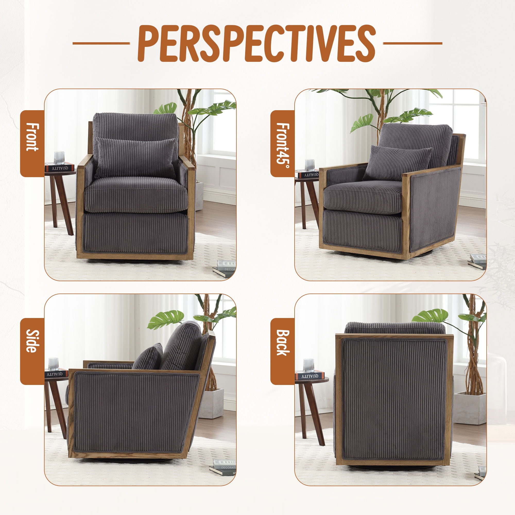 Comfy Accent Barrel Chair, 360 Degree Swivel