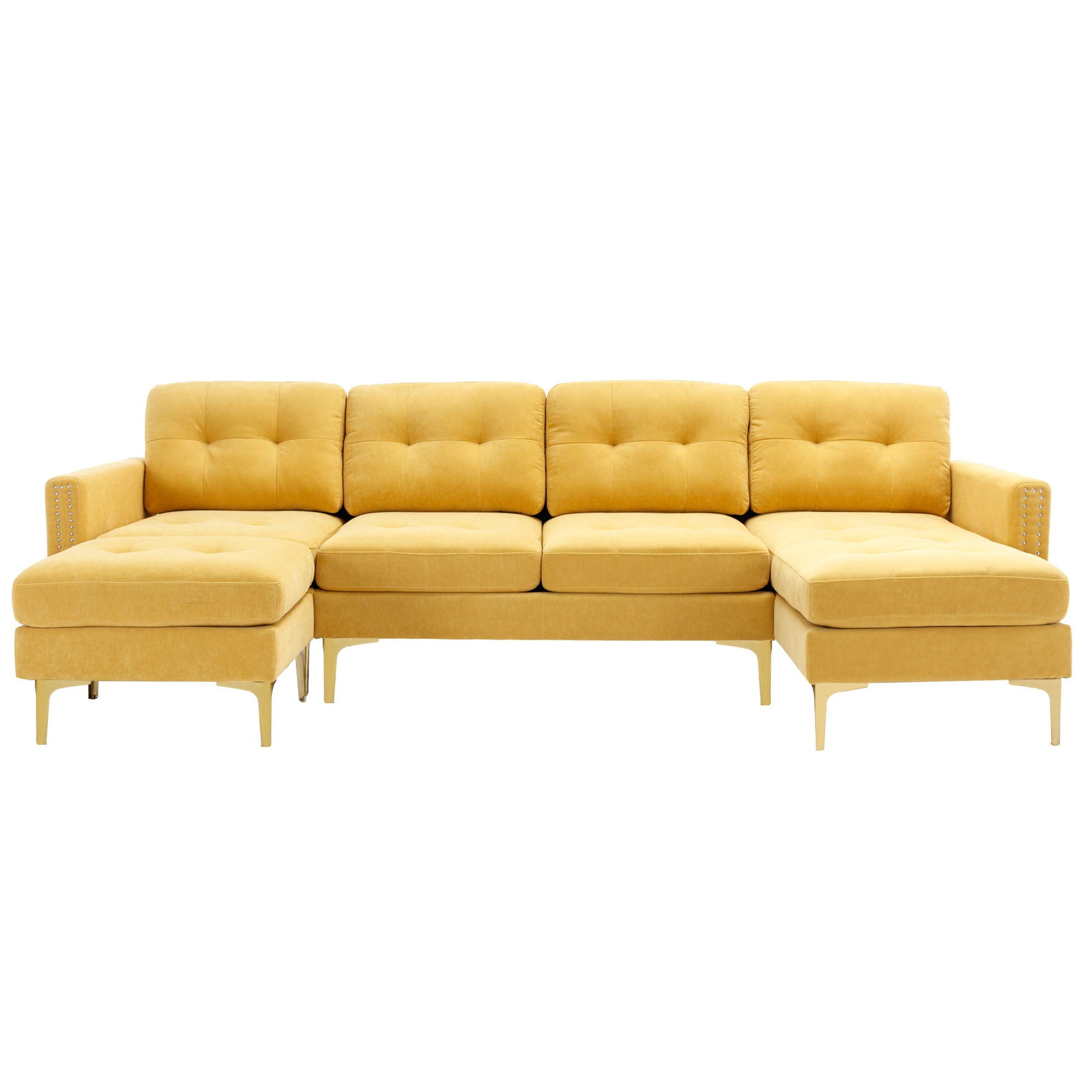 Modern L - Shape Convertible Sectional Sofa With Movable Ottoman